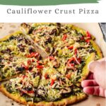 pinterest pin for trader joes cauliflower crust pizza recipe
