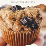 pinterest pin moist vegan banana blueberry muffins