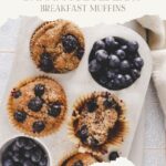pinterest pin moist vegan banana blueberry muffins