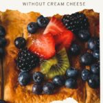 pinterest pin for easy fresh fruit pizza without cream cheese