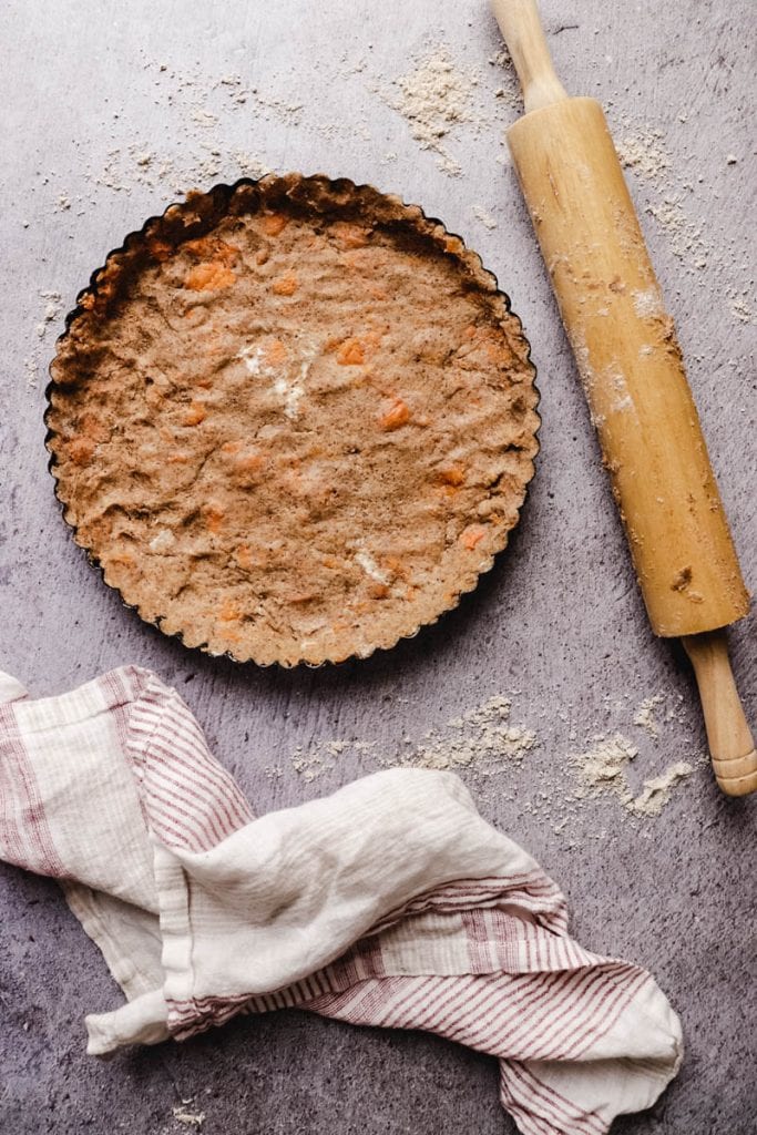 spring asparagus tart with sweet potato crust