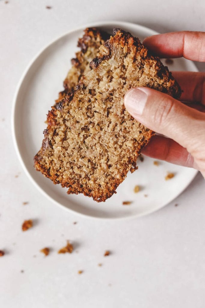 grabbing a slice of banana bread