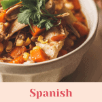 bowl soup with veggies, chicken and cilantro on top