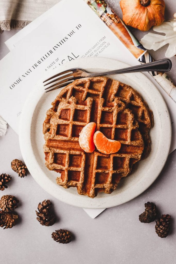 vegan banana pumpkin waffles