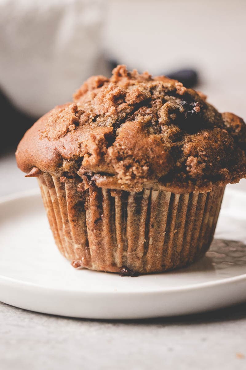up close pic of blueberry buckwheat muffins