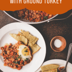 pinterest pin for shakshuka with ground turkey