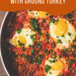 pinterest pin for shakshuka with ground turkey