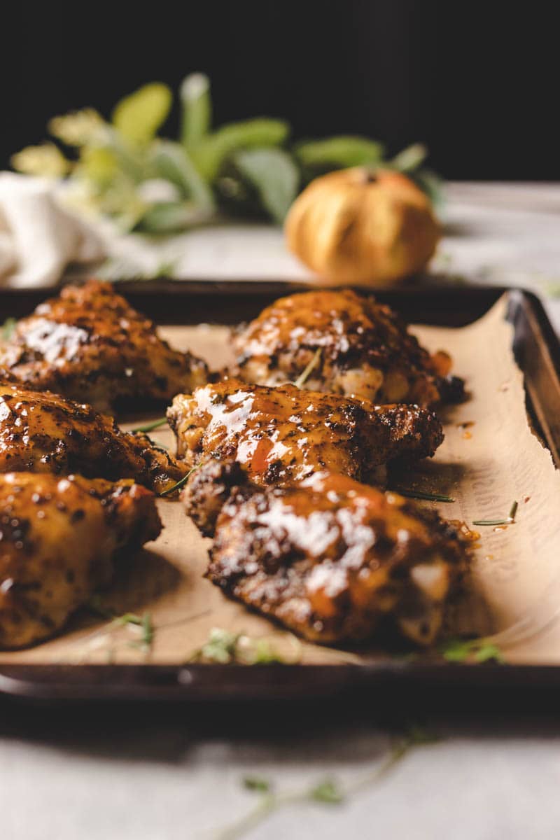 Oven Roasted Boneless Chicken Thighs with Pumpkin Glaze