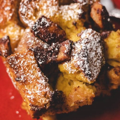 Overnight brioche French Toast Casserole with Pumpkin