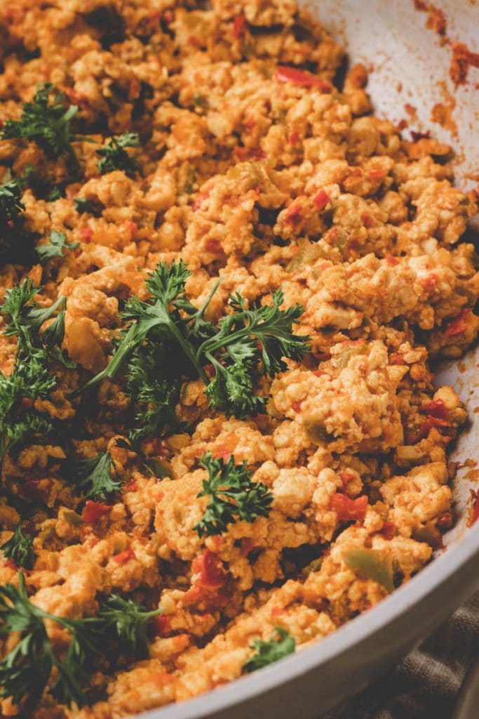 close up of southwest tofu scramble