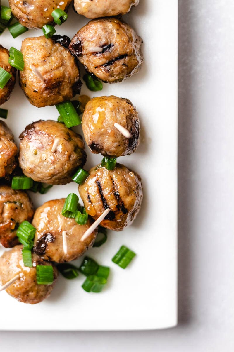 overhead shot of the 3 ingredient Hawaiian Meatballs