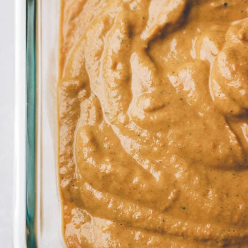 roasted vegetable sauce in a glass container