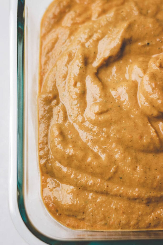 roasted vegetable sauce in a glass container