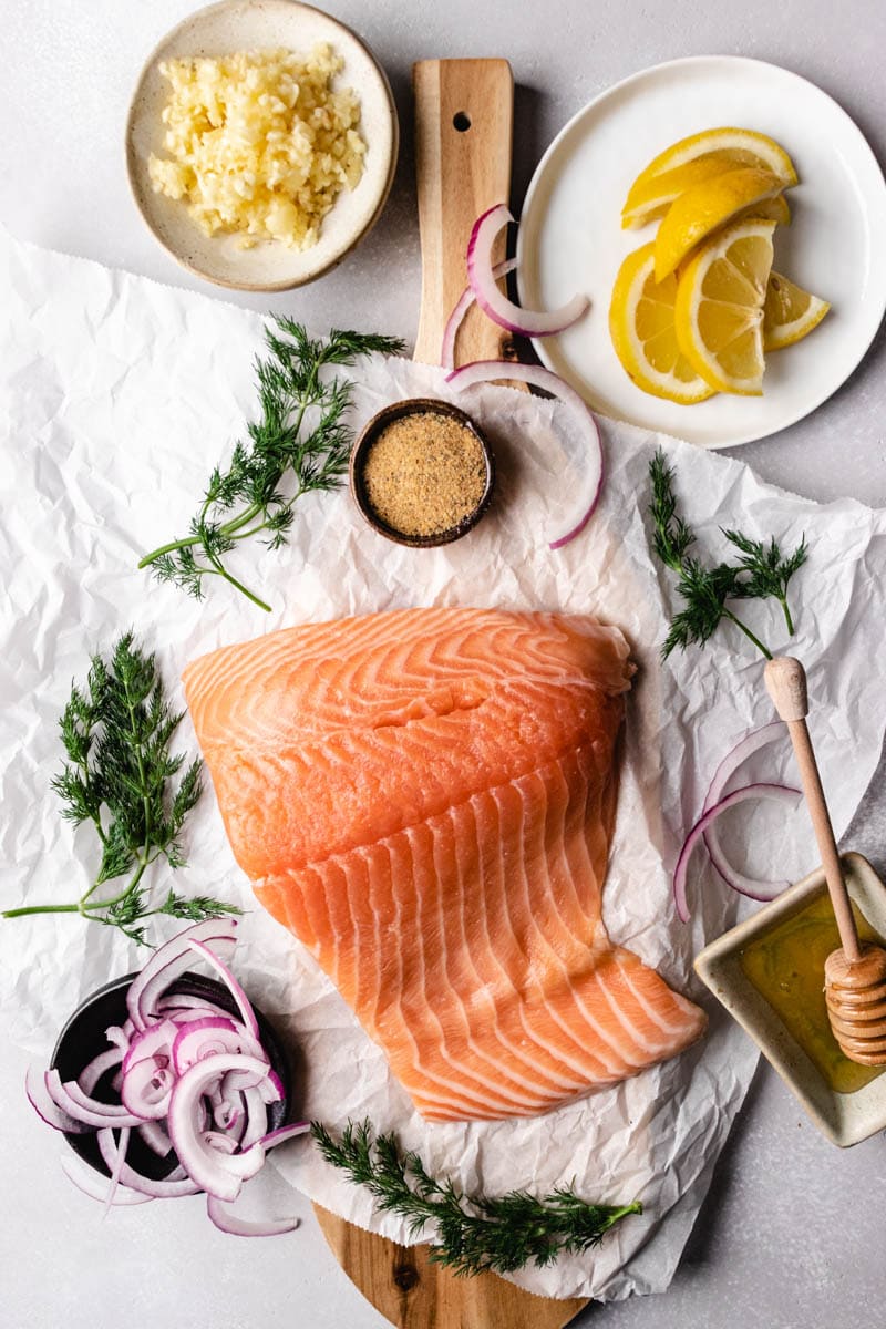 mise en place of salmon