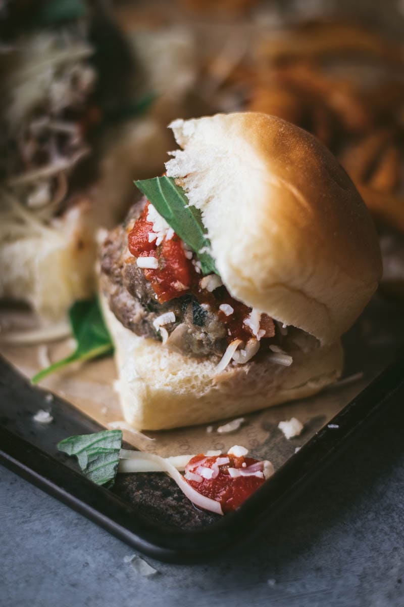 close up pic of hawaiian roll meatball sliders