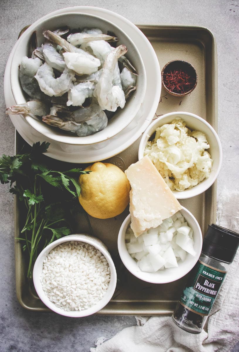 risotto Ingredients on a tray