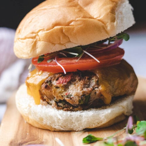 easy pan fried turkey basil burgers with feta