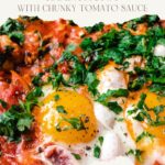 pinterest pin best shrimp shakshuka with chunky tomato sauce