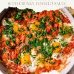 pinterest pin best shrimp shakshuka with chunky tomato sauce