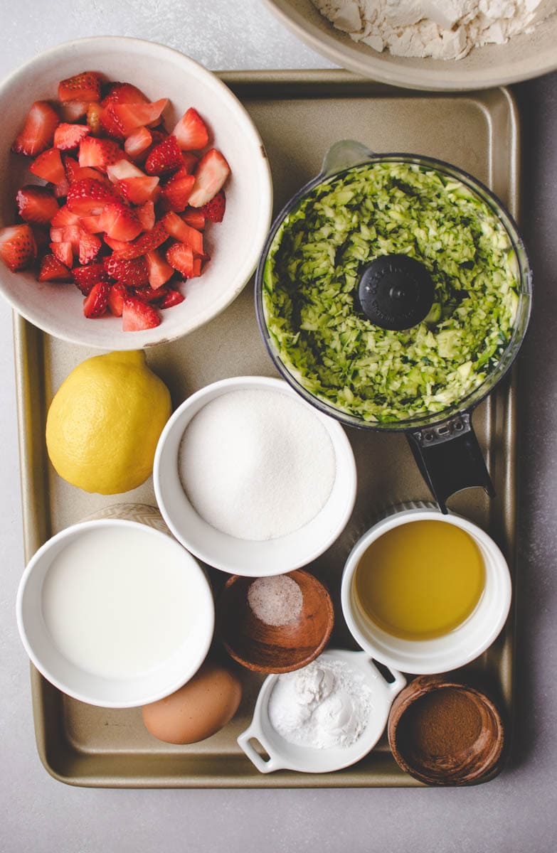 ingredients for strawberry zucchini bread