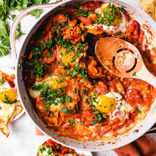 best shrimp shakshuka with chunky tomato sauce