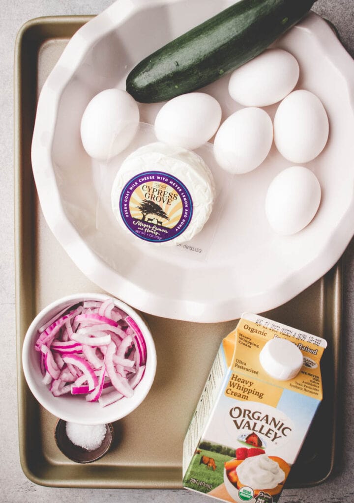 ingredients for Easy Crustless Zucchini Quiche with Goat Cheese