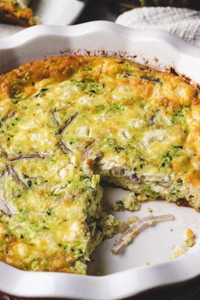 easy crustless zucchini quiche with goat cheese