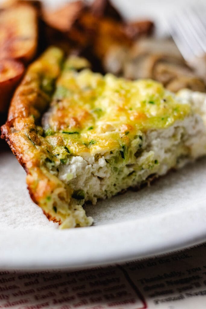 slice of crustless zucchini quiche