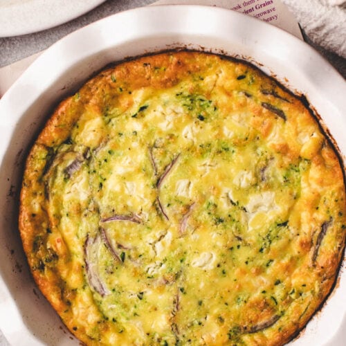 easy crustless zucchini quiche with goat cheese