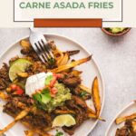pinterest pin for tasty loaded carne asada fries