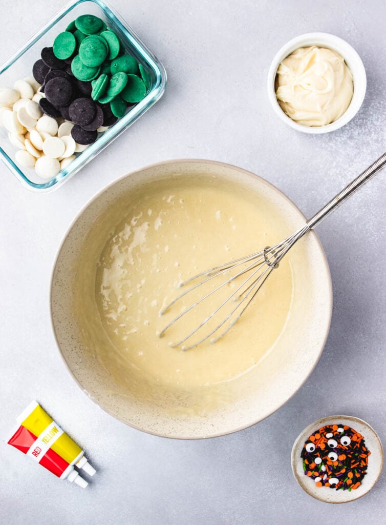 cake batter in the bowl
