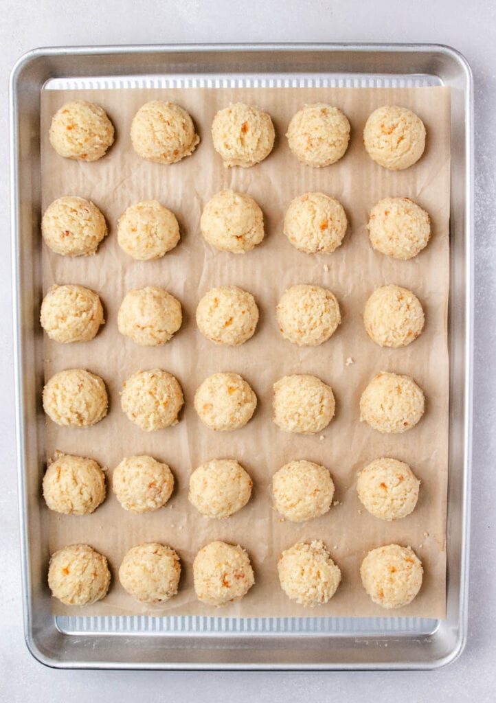 cake balls on a sheet pan