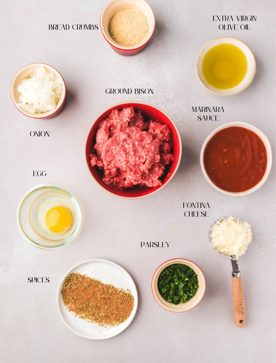 ingredients for bison meatball recipe