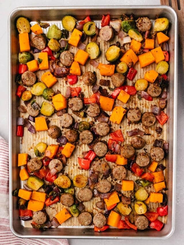 Simple Sheet Pan Chicken Sausage with Vegetables