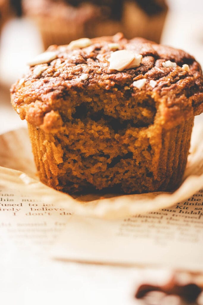 bite of the softest gluten free nutella pumpkin muffin