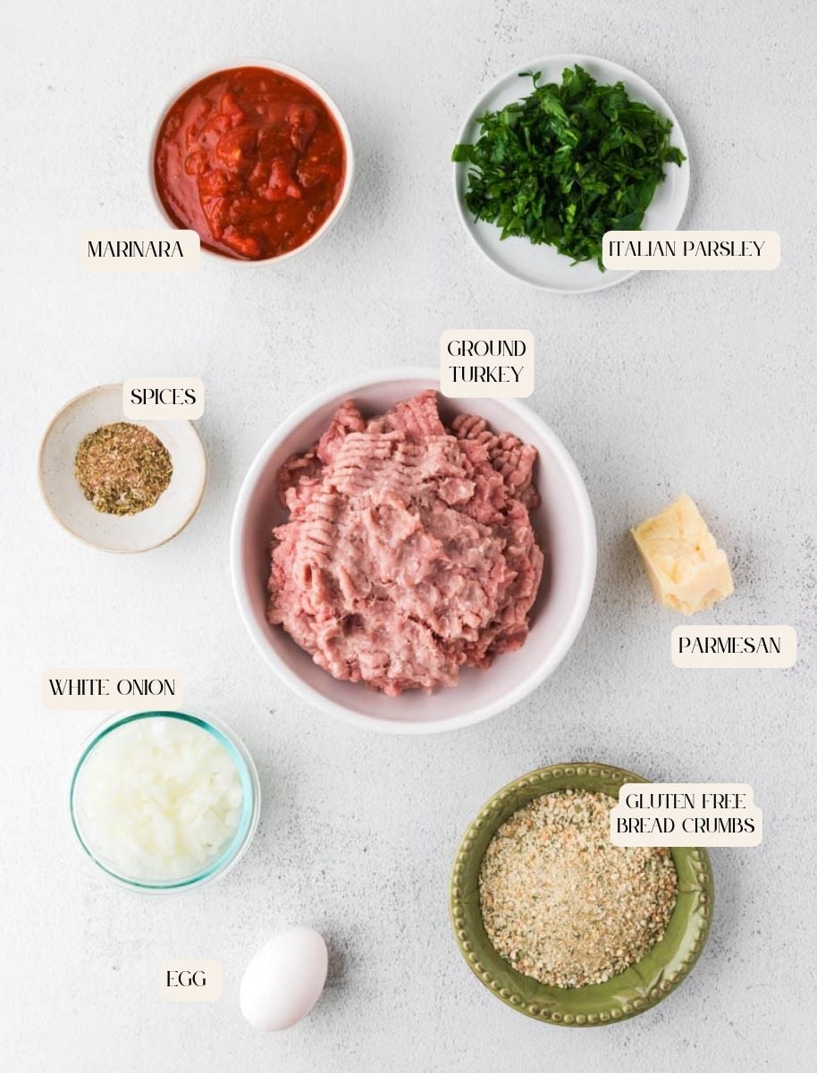 ingredients for gluten free meatballs.