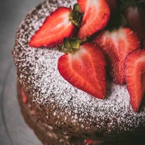gluten free chocolate strawberry nutella cake.