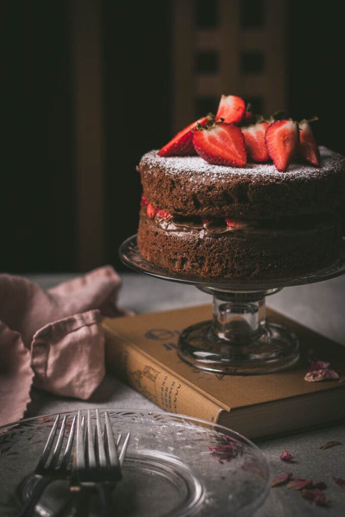 Gluten-Free Chocolate Strawberry Cake With Nutella.