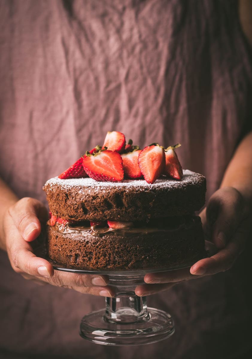 Gluten-Free Chocolate Strawberry Cake With Nutella.