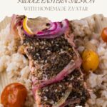 Pinterest pin for middle eastern salmon.
