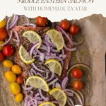 Pinterest pin for middle eastern salmon.