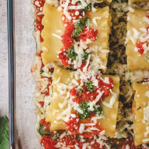 chicken pesto lasagna roll ups.