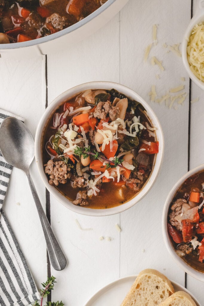 Italian Beef Soup with White Beans.