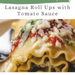 pinterest pin for chicken pesto lasagna roll ups