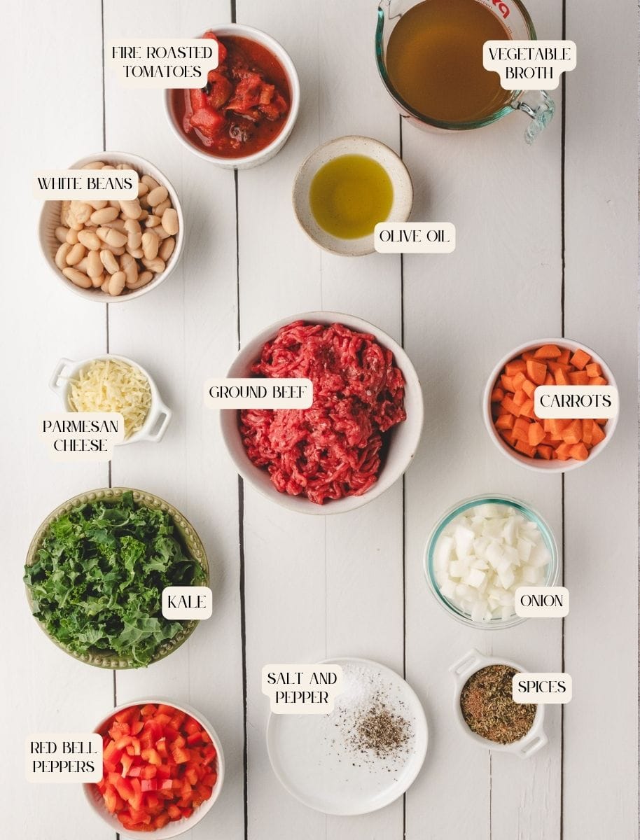 ingredients for italian beef soup with white beans.