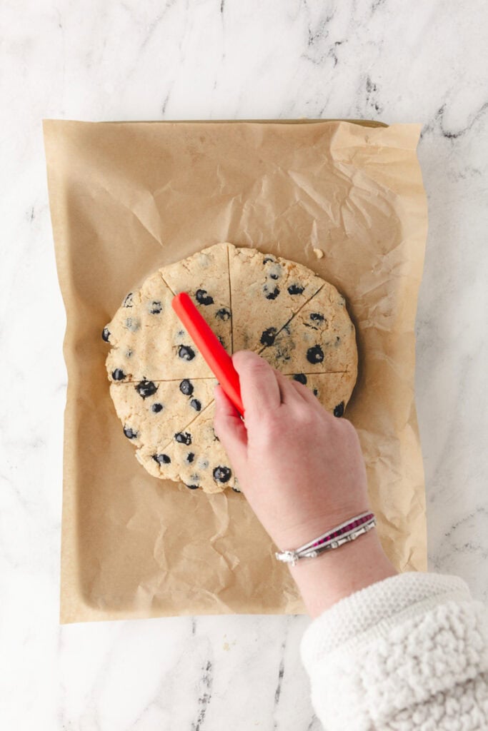 indenting scone dough. 