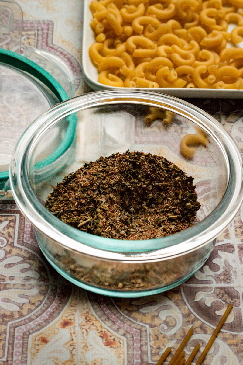 zesty italian spice in an airtight container.