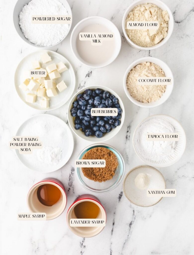 ingredients for blueberry lavender scones.