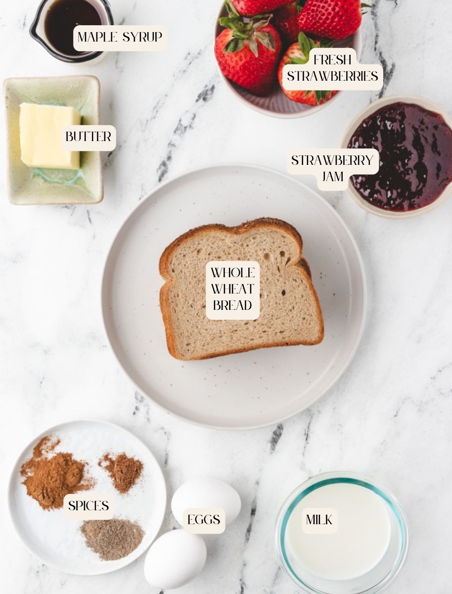 ingredients of stuffed whole wheat french toast.