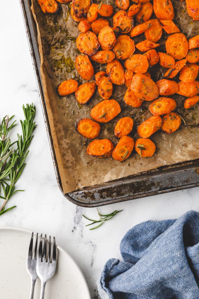 oven roasted rosemary carrots.